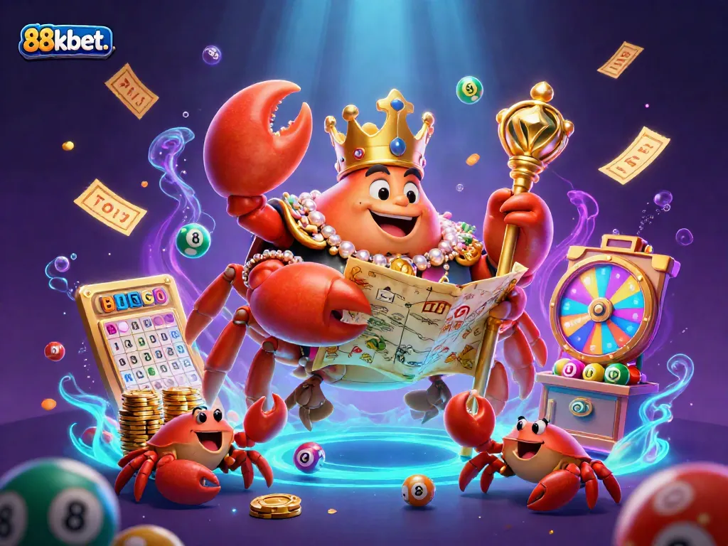Experience the thrill of gaming at 88kbet. with vibrant casino elements and characters in this exciting 3D illustration.